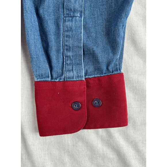 Karen Scott Happy Holidays 100% Cotton Denim Christmas Button Down Size 1X - Picture 5 of 9
